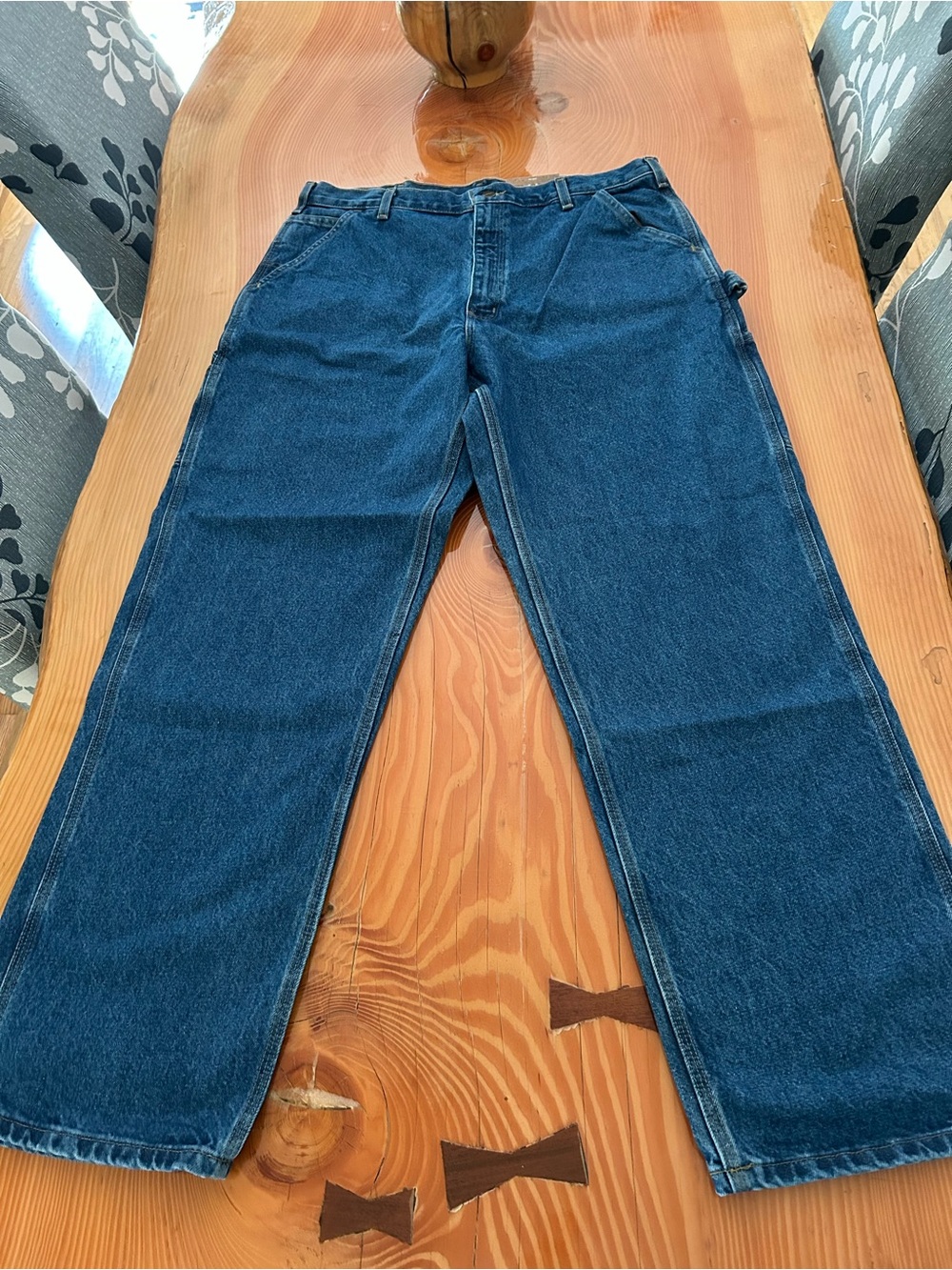 Carhartt Men's Dark Blue Jeans - B237 DST 38x32 - Picture 2 of 9